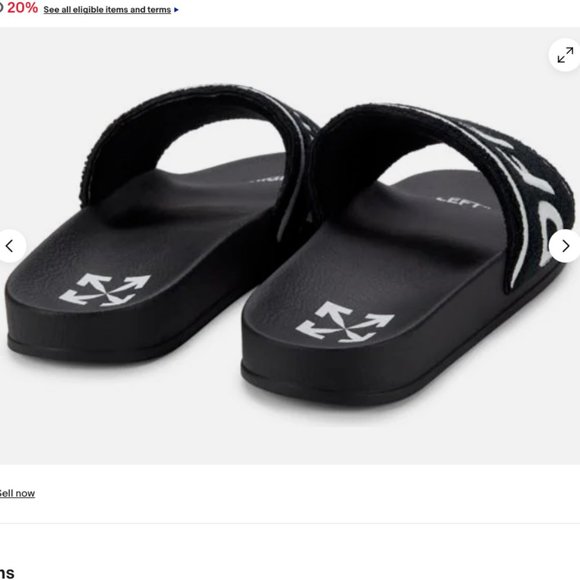 Off-White Embroidered Towel Slides in Black sz 9 US main image 9